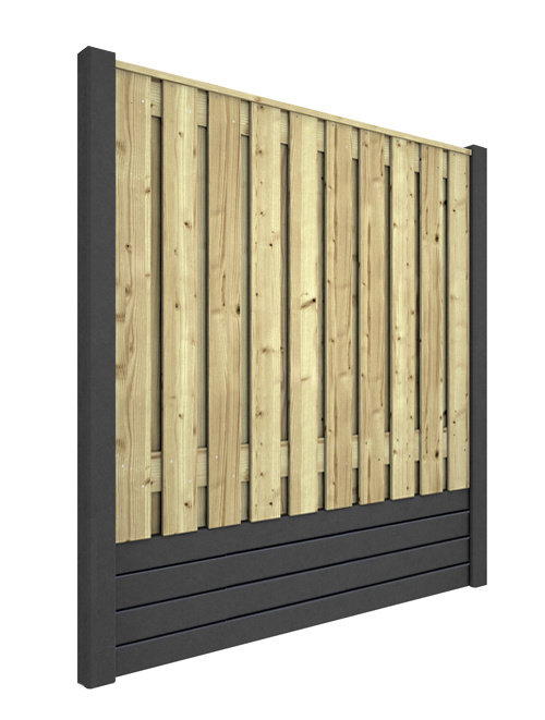 houten schutting met beton